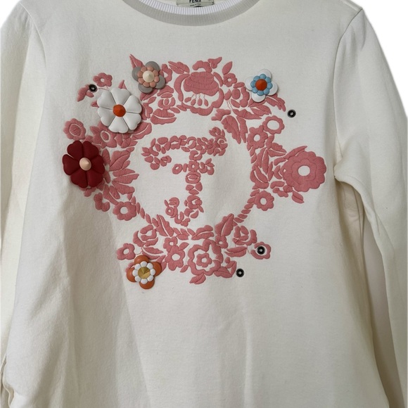 FENDI Fabulous sweatshirt with unique snap on flowers, zipper shoulder, size M - Picture 3 of 16
